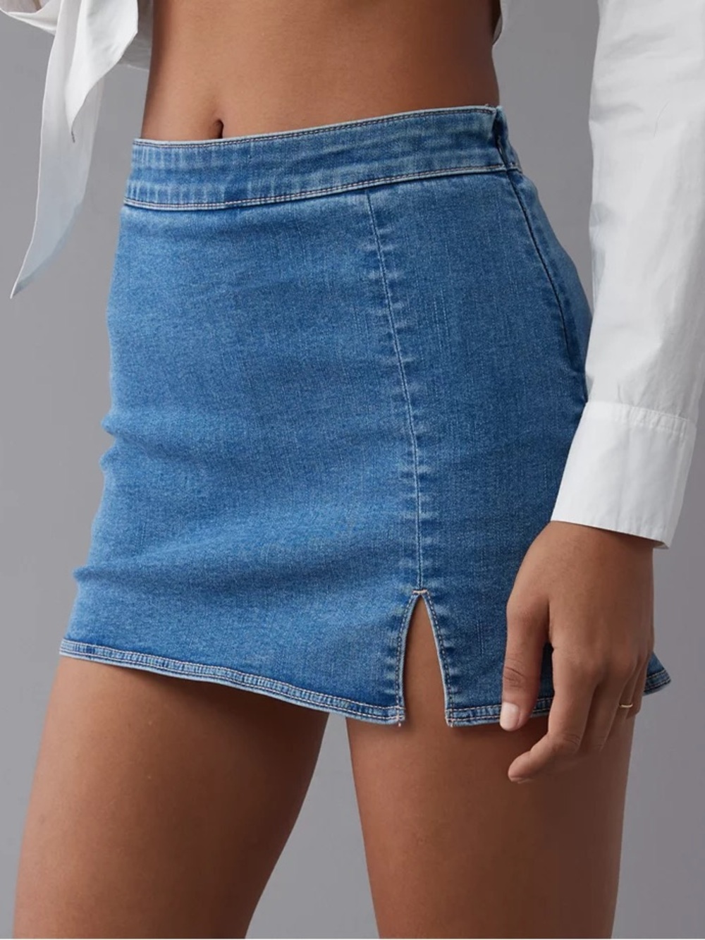 AE Next Level Denim It Knit Mini Skort, size 0